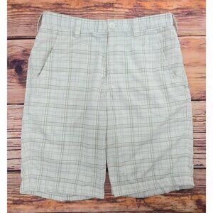 Under Armour Mens Beige/White Lightweight & Stretchy Plaid Golf Shorts 32